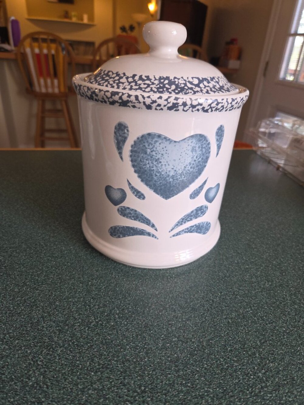 Corelle Country Blue Hearts Kitchenware Canister Small 5" Grandma Core, Country